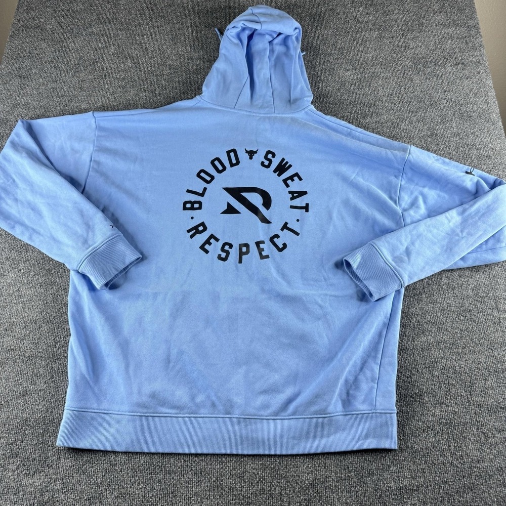 Under Armour Hoodie Mens 3XL Blue Full Zip Blood Sweat Respect Logo Sweatshirt